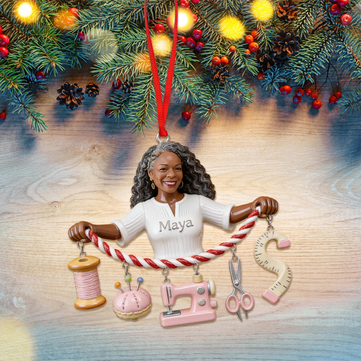 Sew Much Joy This Christmas - Personalized Sewing Ornament With Charm