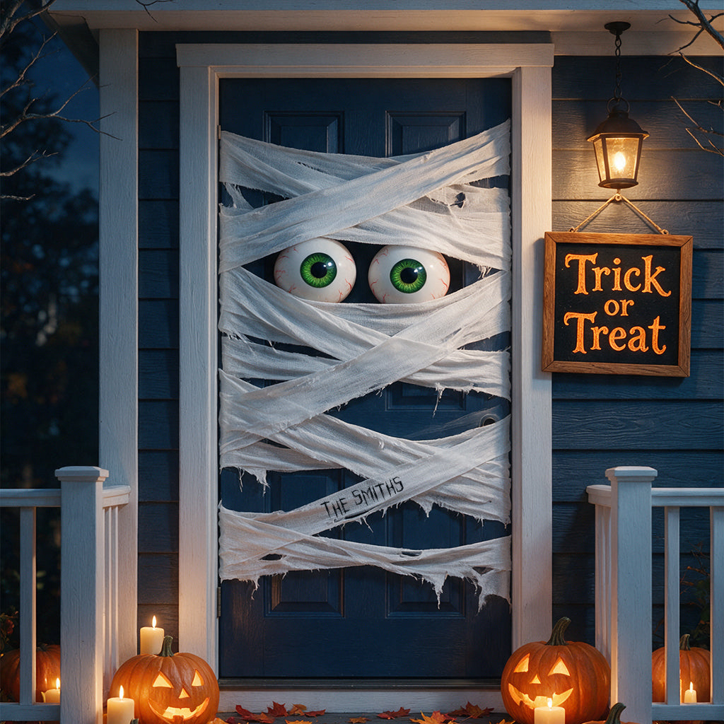 Personalisierte Halloween Türaufkleber - Mummy Wrapped Tür für Halloween