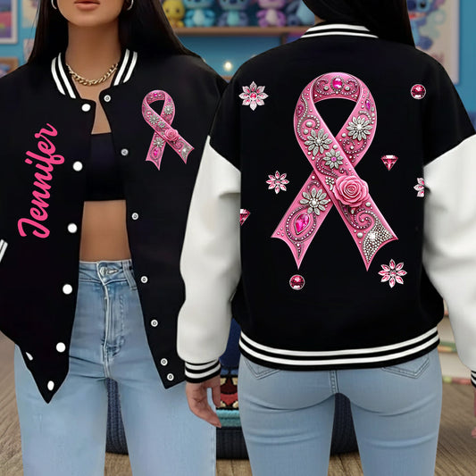 Glaube, Hoffnung, Liebe – Personalisierte Collegejacke zur Sensibilisierung für Brustkrebs