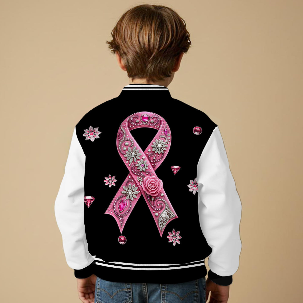 Foi, Espoir, Amour - Veste universitaire personnalisée pour la sensibilisation au cancer du sein
