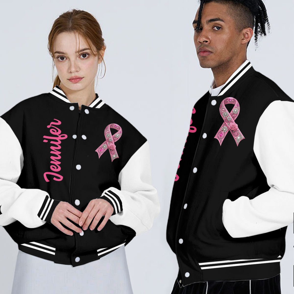 Foi, Espoir, Amour - Veste universitaire personnalisée pour la sensibilisation au cancer du sein