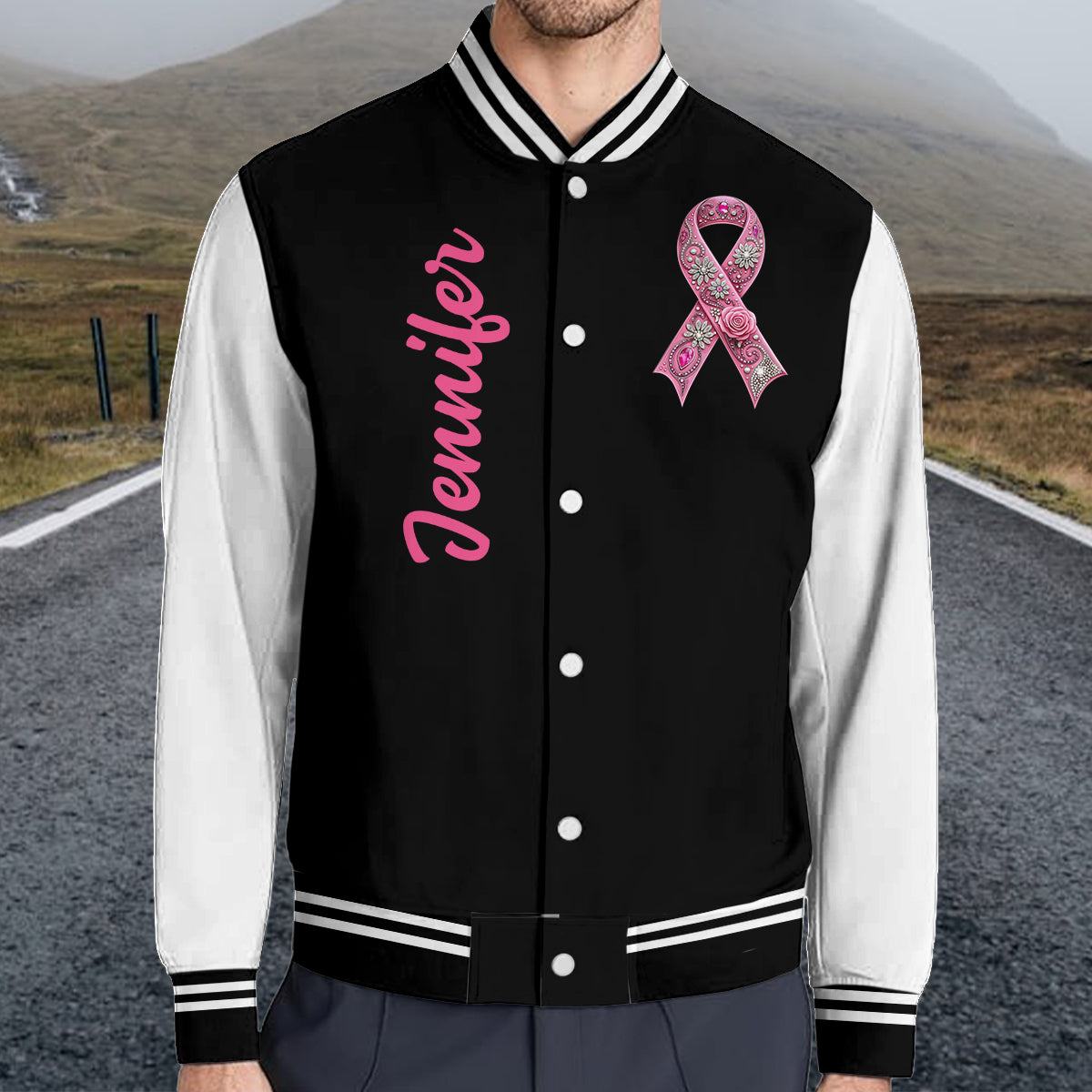 Foi, Espoir, Amour - Veste universitaire personnalisée pour la sensibilisation au cancer du sein