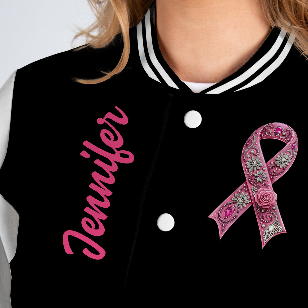 Foi, Espoir, Amour - Veste universitaire personnalisée pour la sensibilisation au cancer du sein