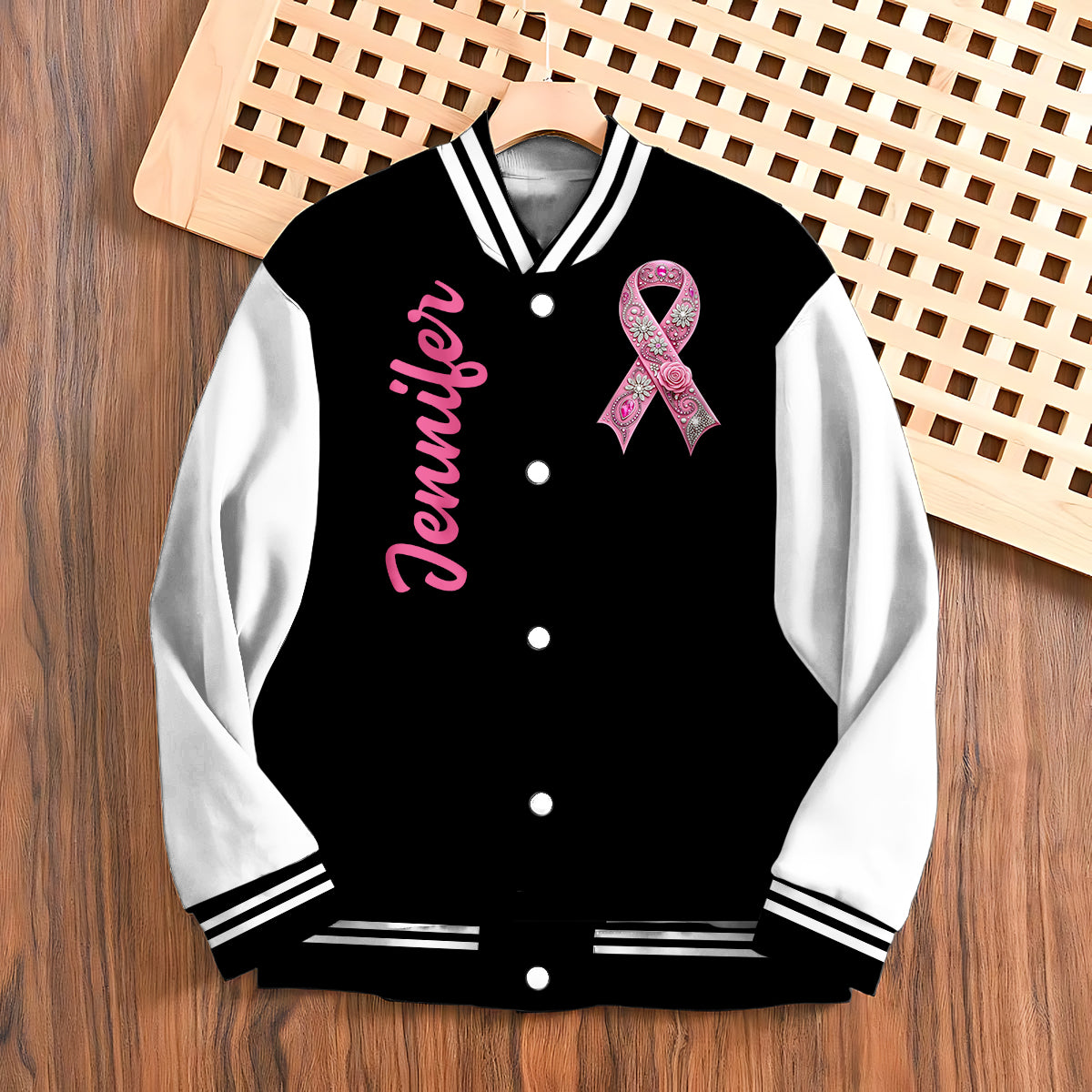 Foi, Espoir, Amour - Veste universitaire personnalisée pour la sensibilisation au cancer du sein