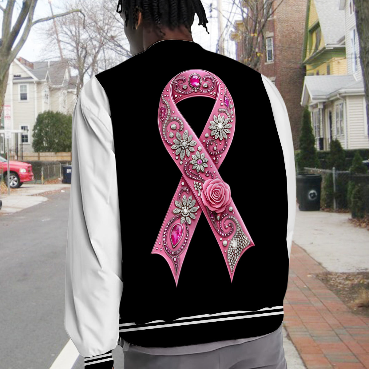 Foi, Espoir, Amour - Veste universitaire personnalisée pour la sensibilisation au cancer du sein