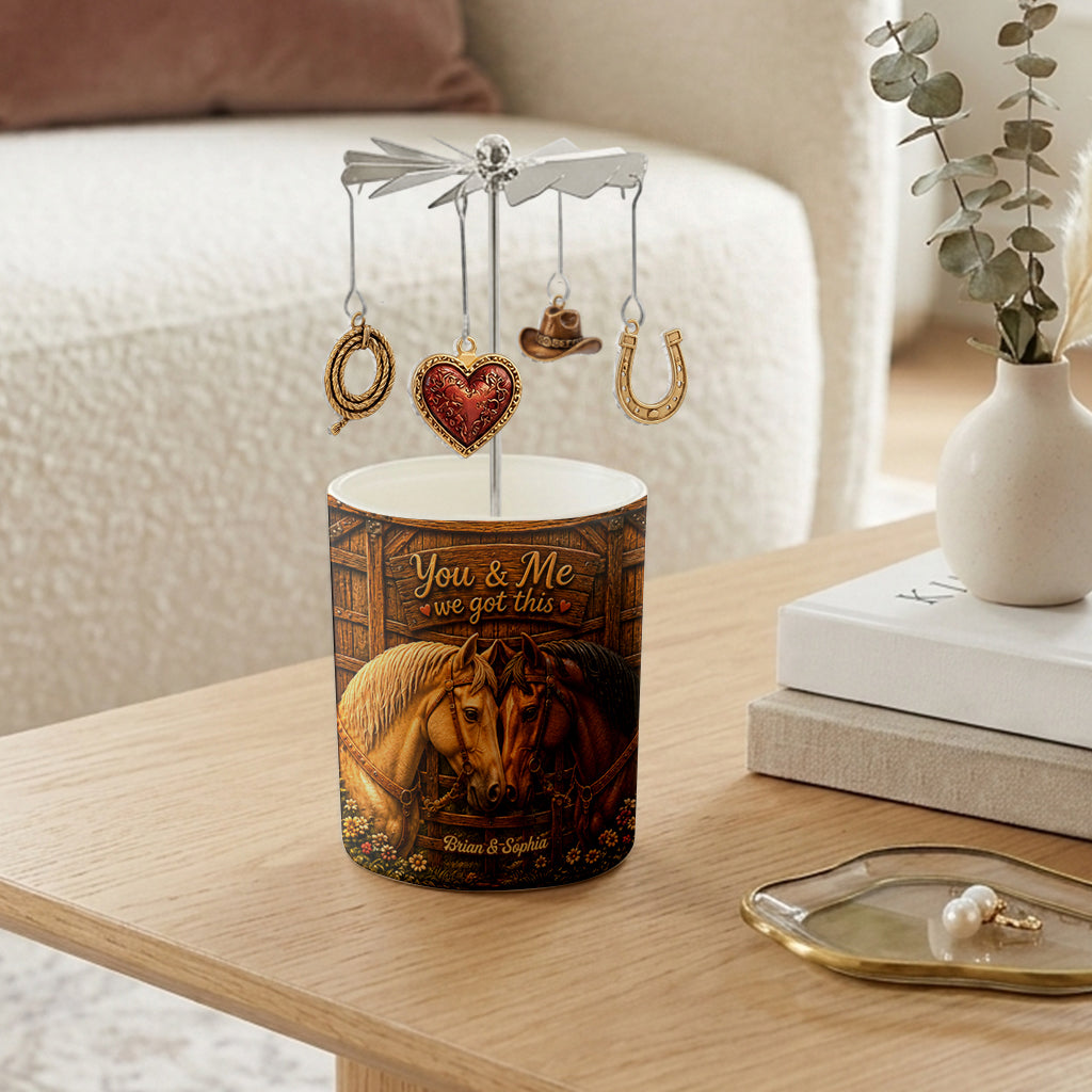 You & Me - Personalized Horse Spinning Candle Holder