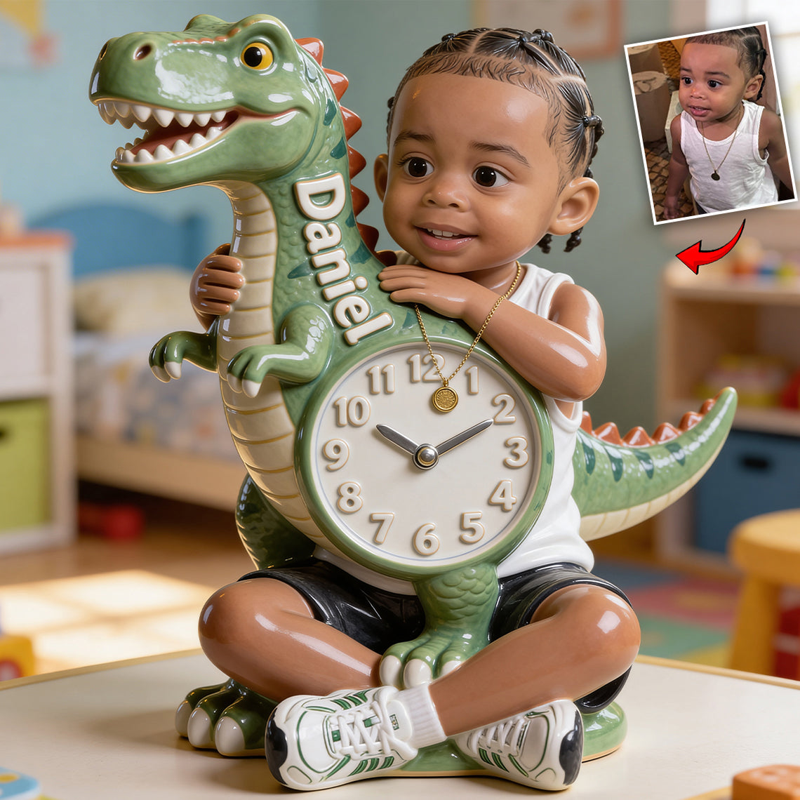 Plaque horloge de bureau personnalisée avec photo pour enfant