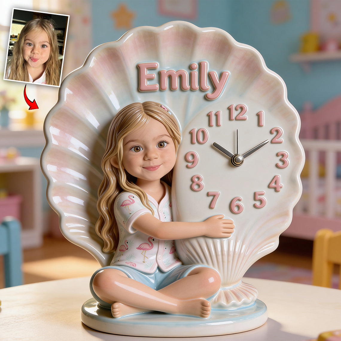 Plaque horloge de bureau personnalisée avec photo pour enfant