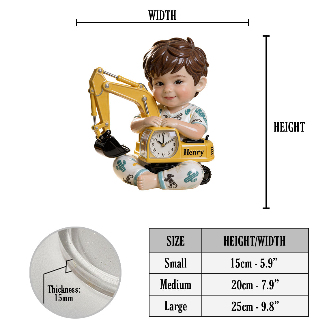 Plaque horloge de bureau personnalisée avec photo pour enfant