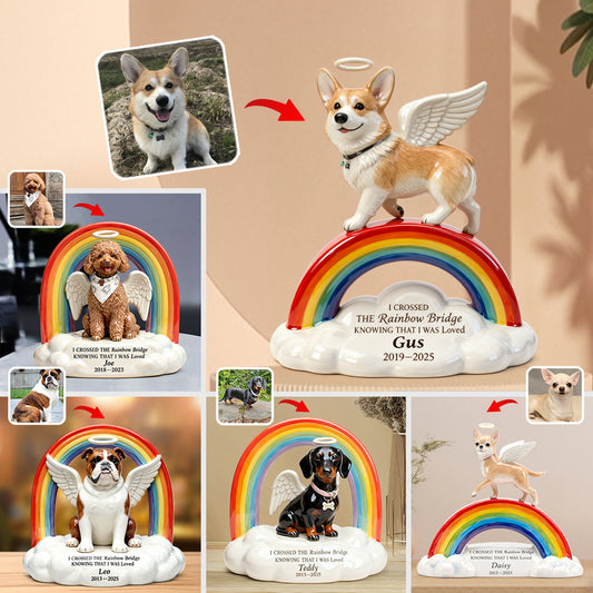 Regenbogenbrücke – Haustiergedenkstätte – Personalisierte Acrylplakette in Hundeform