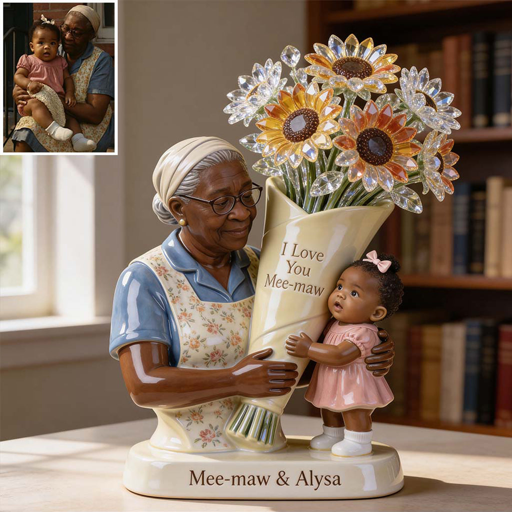 Bouquet de Mamie - Plaque Acrylique Personnalisée en Forme de Mamie