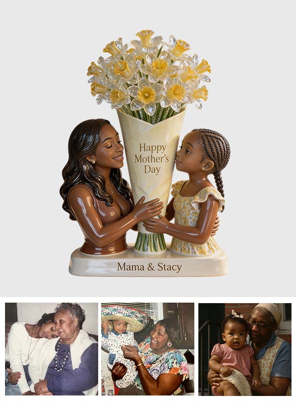 Bouquet de Mamie - Plaque Acrylique Personnalisée en Forme de Mamie