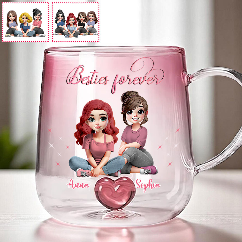 Für immer beste Freundinnen – Personalisierter Bestie-Farbverlauf-Glasbecher