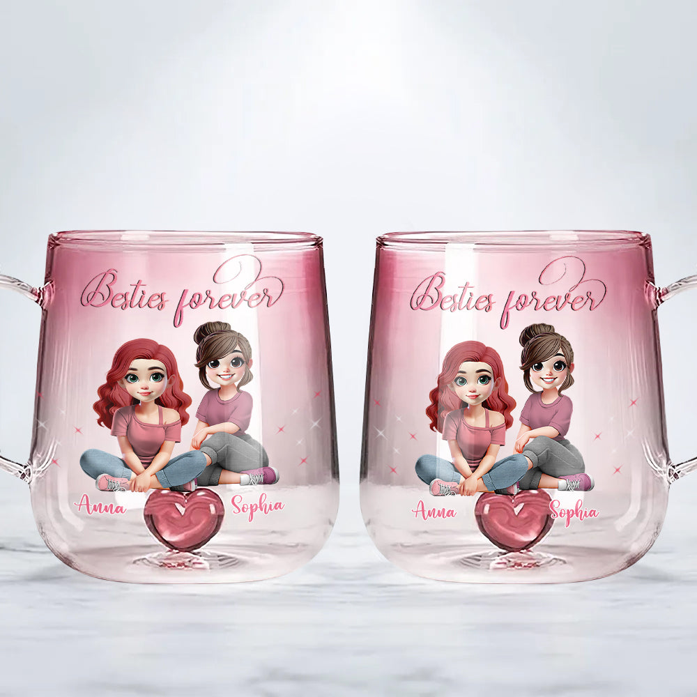 Für immer beste Freundinnen – Personalisierter Bestie-Farbverlauf-Glasbecher