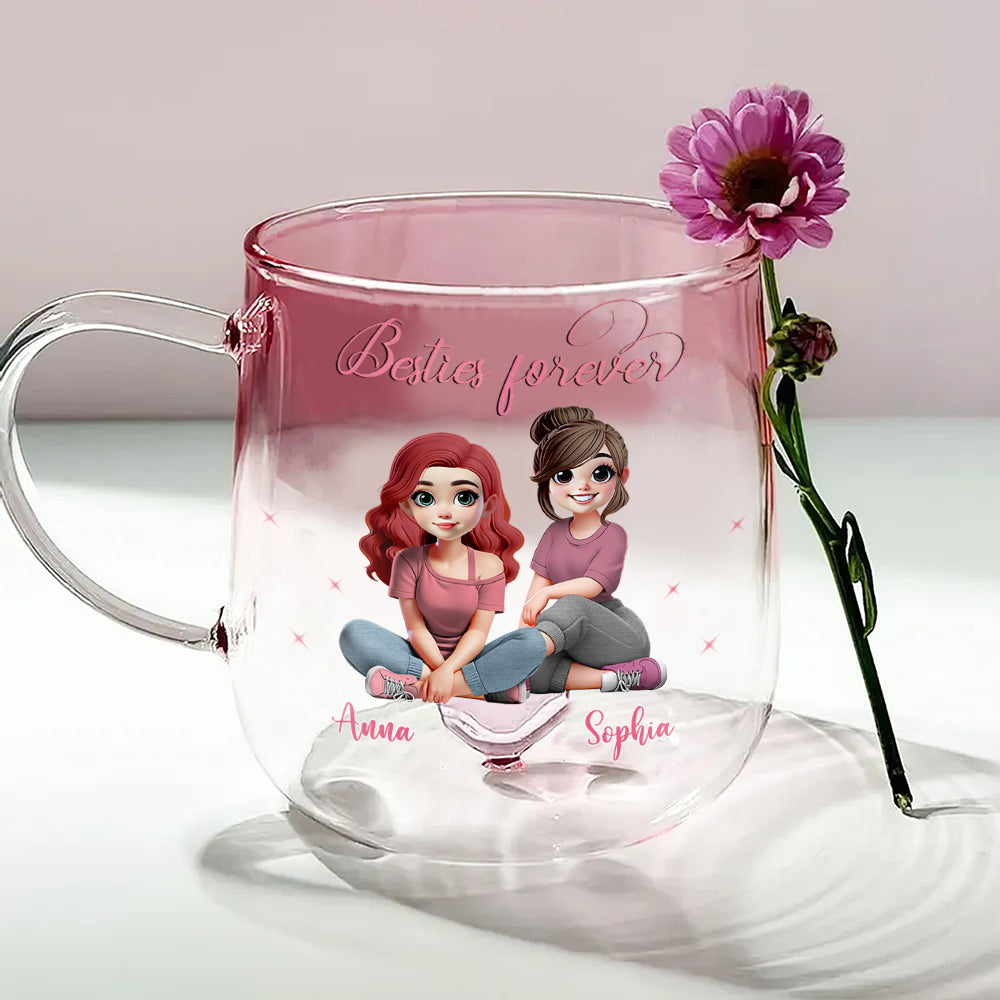 Für immer beste Freundinnen – Personalisierter Bestie-Farbverlauf-Glasbecher