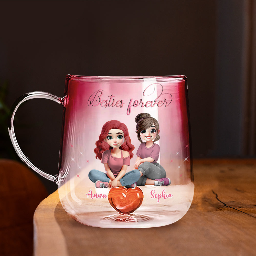 Für immer beste Freundinnen – Personalisierter Bestie-Farbverlauf-Glasbecher