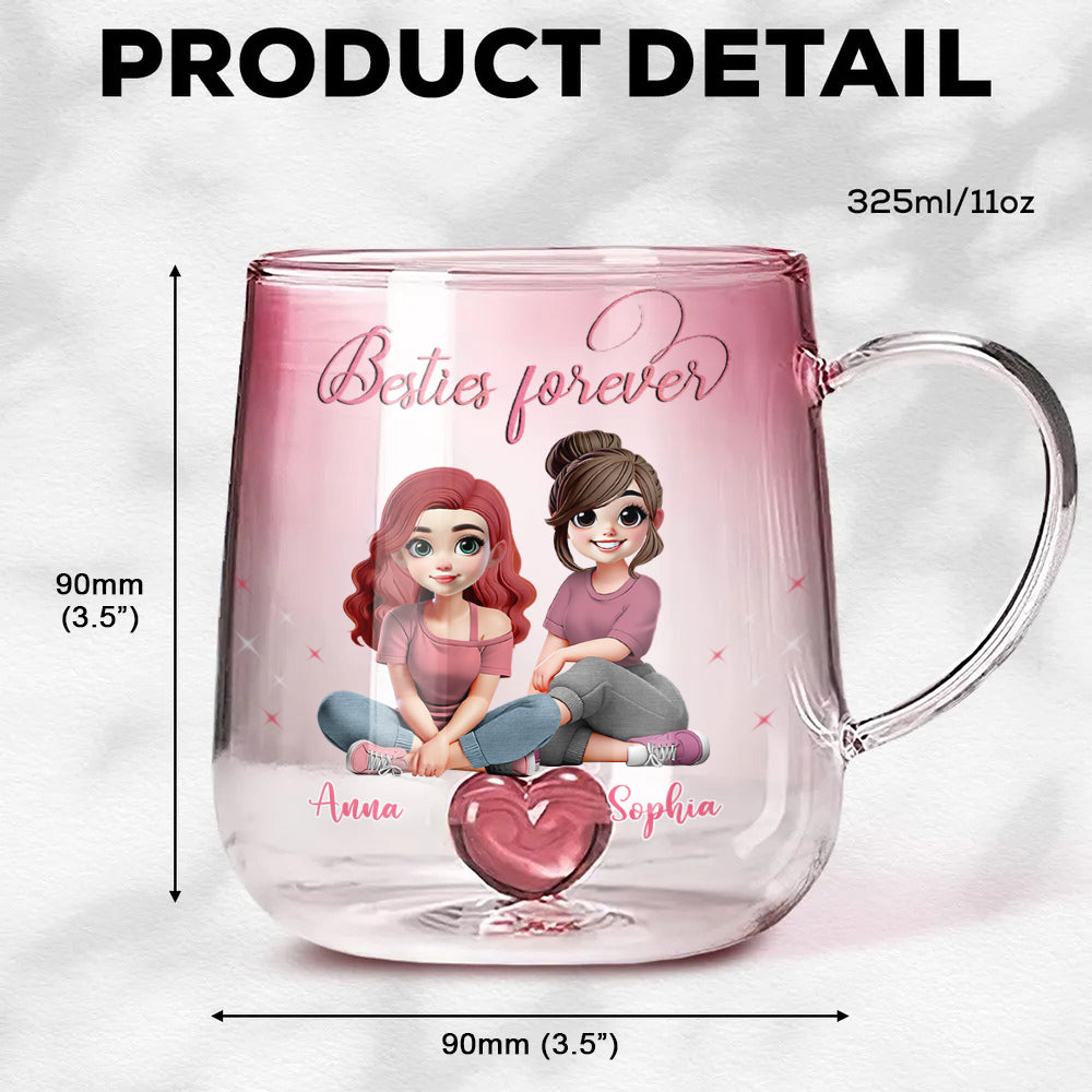 Für immer beste Freundinnen – Personalisierter Bestie-Farbverlauf-Glasbecher