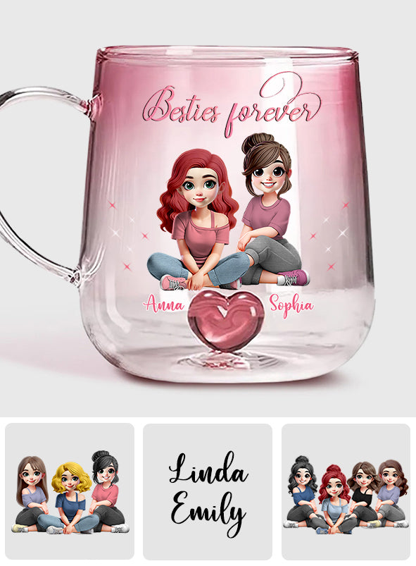 Für immer beste Freundinnen – Personalisierter Bestie-Farbverlauf-Glasbecher