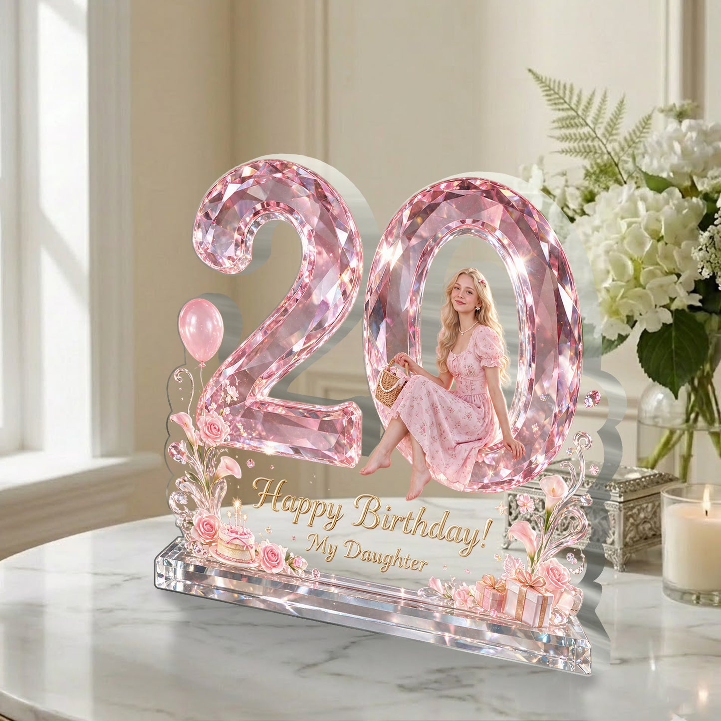 Personalisierte Geburtstagsgeschenk - Individuelle 2-seitige Acrylplakette