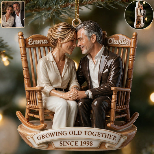 Vieillir Ensemble - Ornement 3D Premium Personnalisé pour Couples