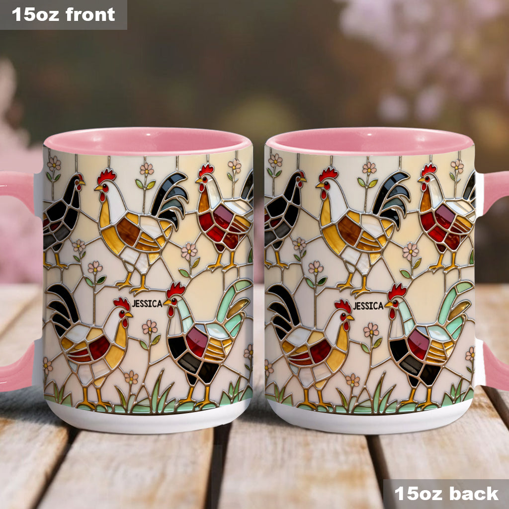 Hühnerfarm – Personalisierte Tasse und Untersetzer mit Hühnermotiv
