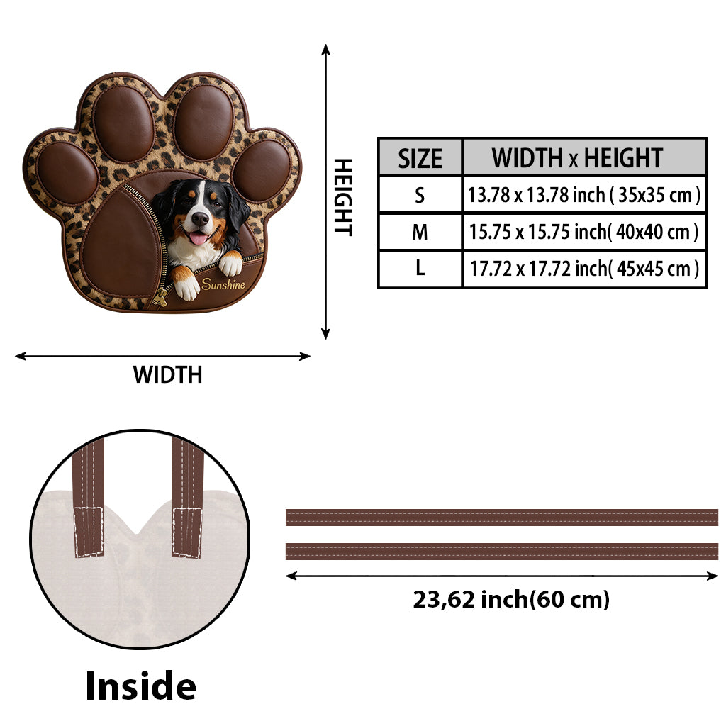 Cute Dog Paws - Personalized Dog Custom Shape Tote Bag