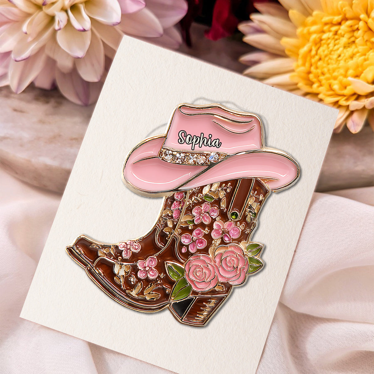 Bottes de cowgirl - Pin's de cowgirl personnalisé
