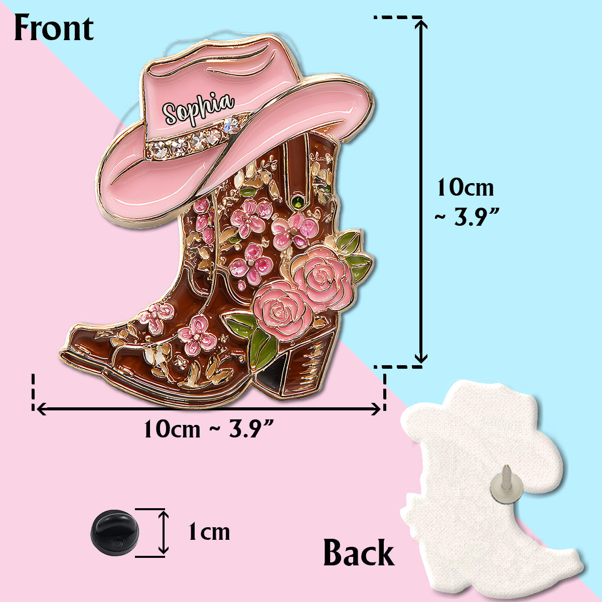 Bottes de cowgirl - Pin's de cowgirl personnalisé