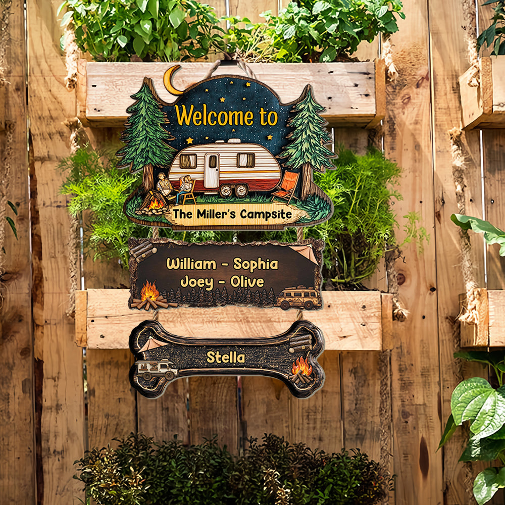 Bienvenue sur notre camping - Panneau personnalisé en bois de palette