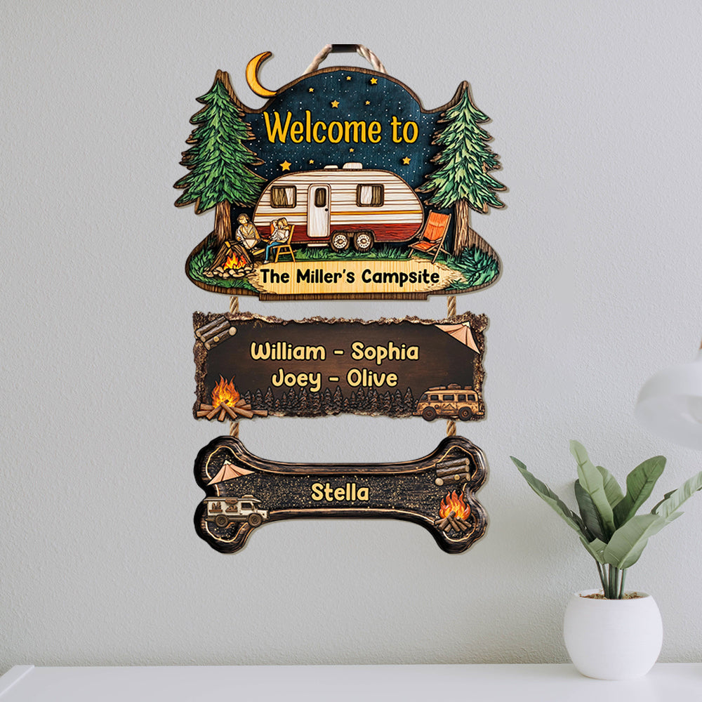 Bienvenue sur notre camping - Panneau personnalisé en bois de palette