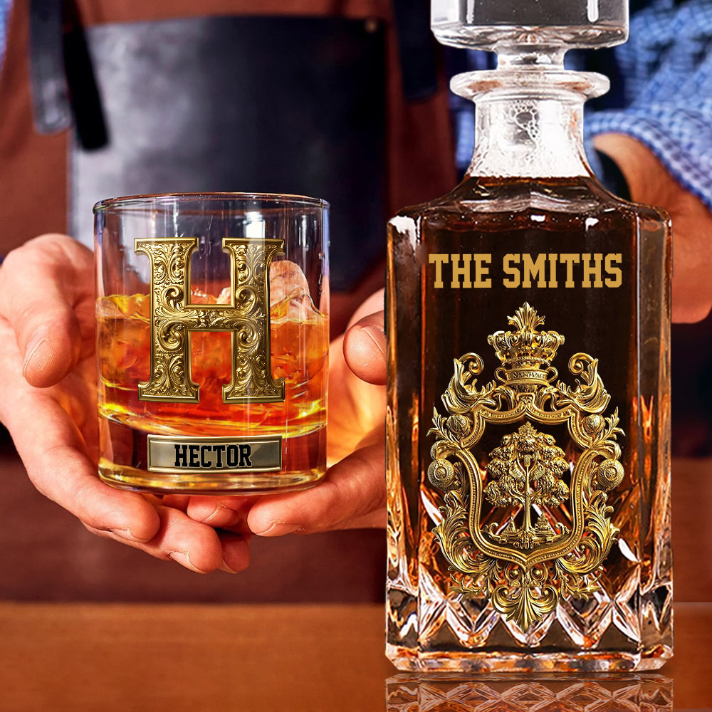 Coffret à boissons personnalisé pour toute la famille - Carafe à whisky familiale personnalisée