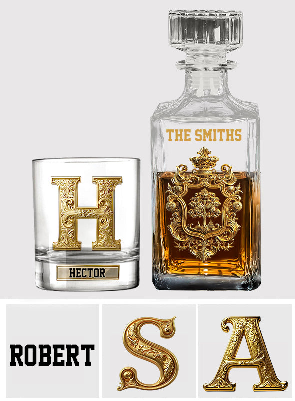 Coffret à boissons personnalisé pour toute la famille - Carafe à whisky familiale personnalisée
