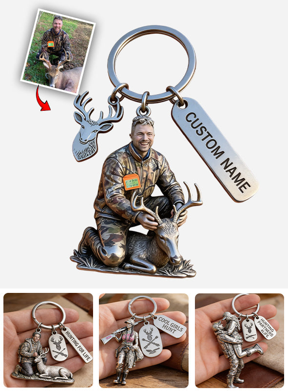 Personalisierter Schlüsselanhänger mit Foto – Jagd-Schlüsselanhänger mit Anhängern