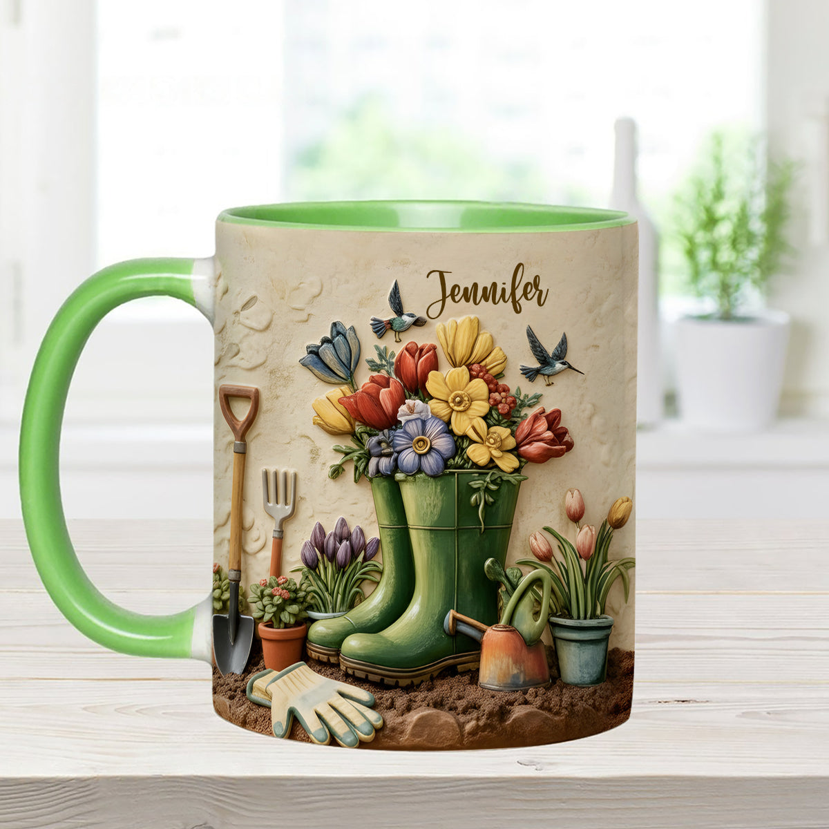 J'adore le jardinage - Mug décoratif personnalisé avec agitateurs en acrylique