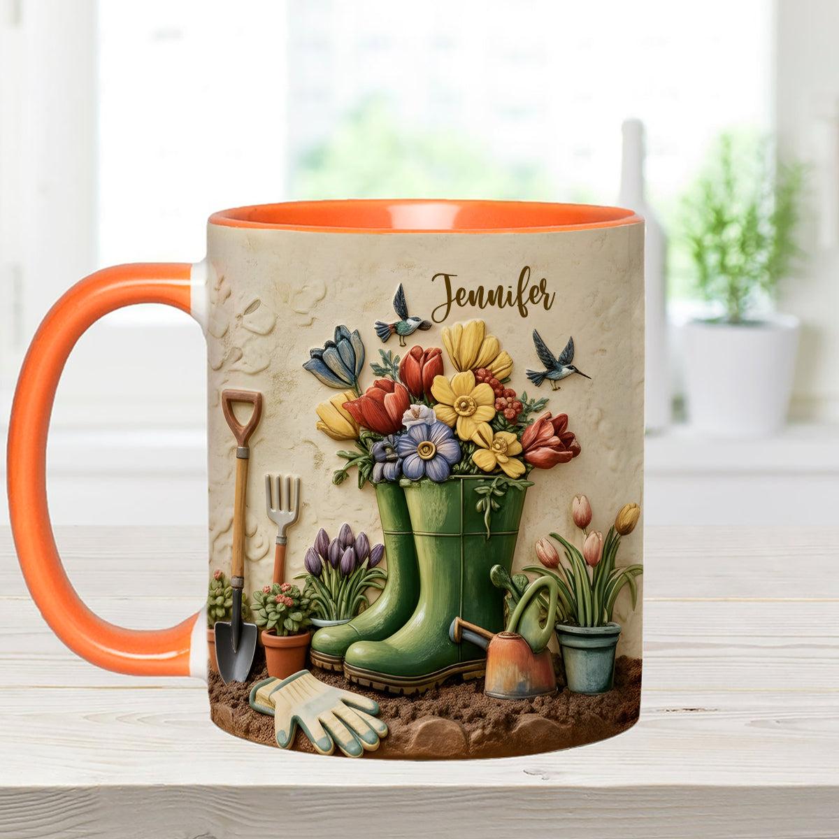 J'adore le jardinage - Mug décoratif personnalisé avec agitateurs en acrylique