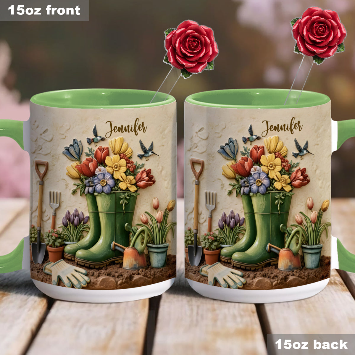 J'adore le jardinage - Mug décoratif personnalisé avec agitateurs en acrylique
