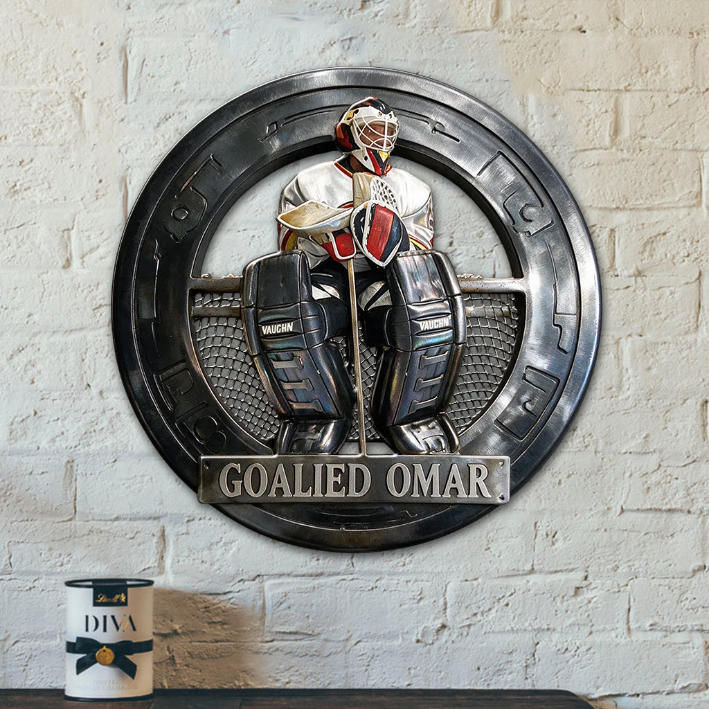Custom Metal Sign For Ice Hockey Or Any Sport - Personalized Hockey 3D Printed Cut Metal Sign