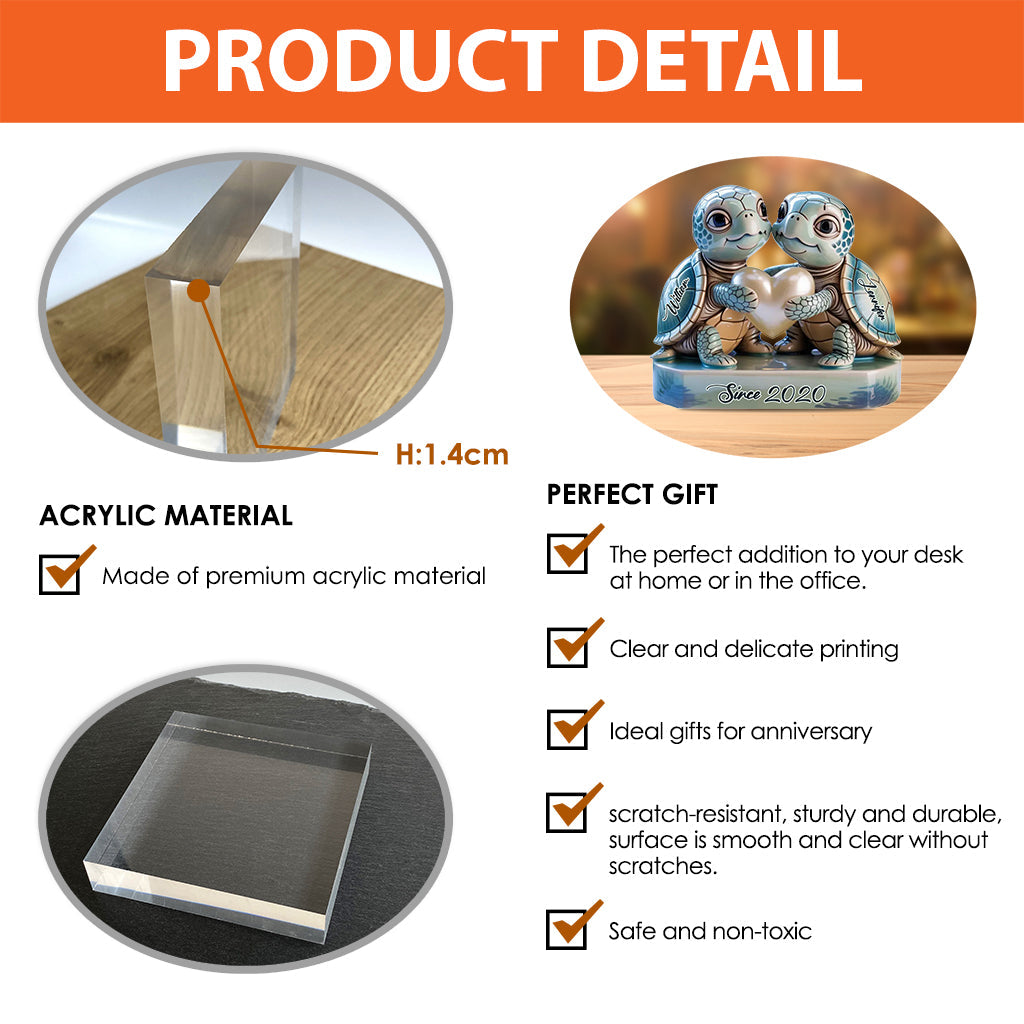 Slow And Steady, Always Together Gift For Husband Wife, Anniversary - Personalized Couple Custom Shaped Acrylic Plaque