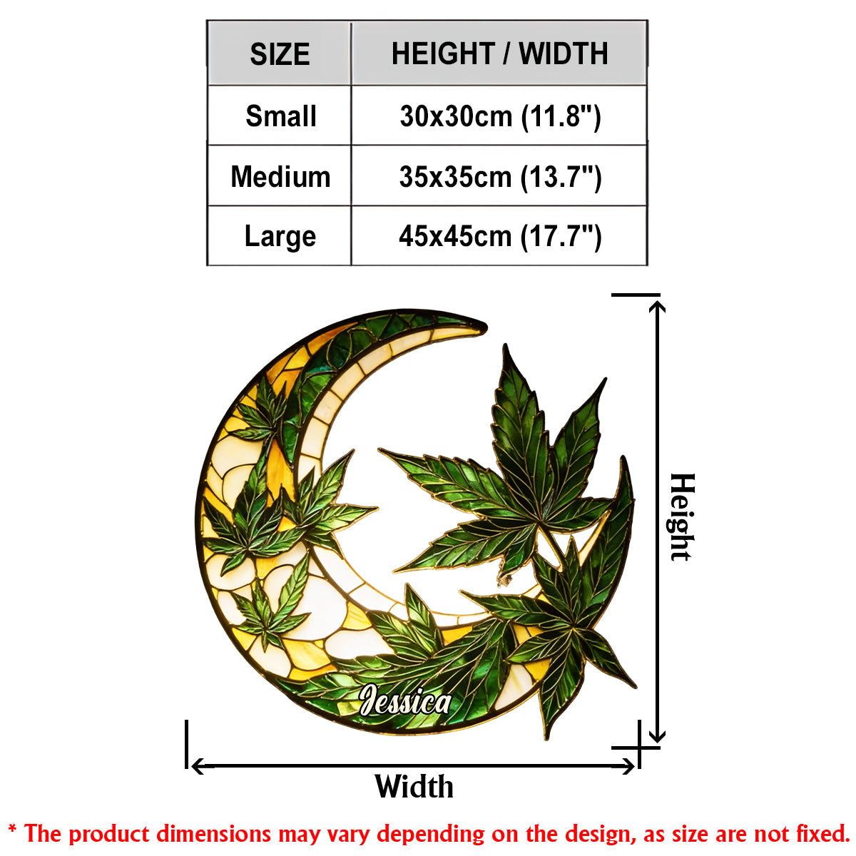 Moon And Leaves - Personalized Weed LED Light Acrylic Sign