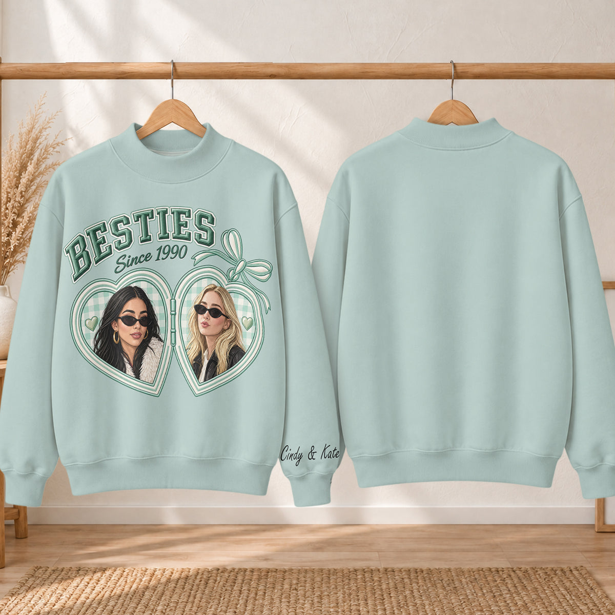 Besties Forever - Personalized Bestie Mock Neck Sweatshirt