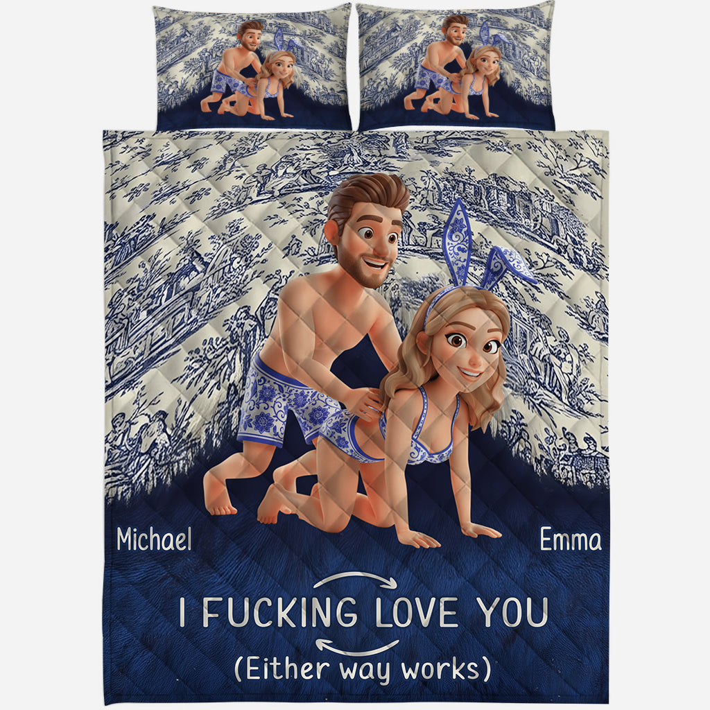 I Love You Forever - Personalized Couple Quilt Set