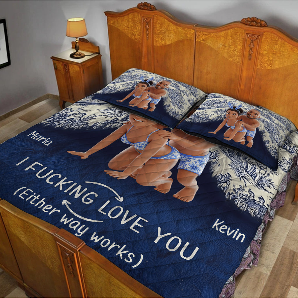 I Love You Forever - Personalized Couple Quilt Set