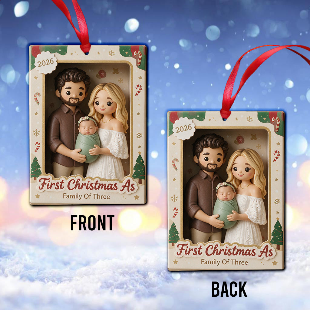 First Christmas As Married Couple/ Family Of Three.... - Personalized Couple Ornament