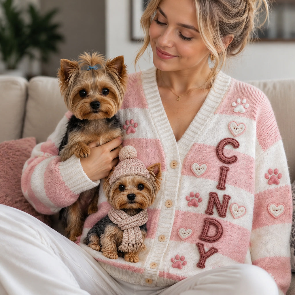 Love My Pets - Personalized Dog Cardigan Sweater