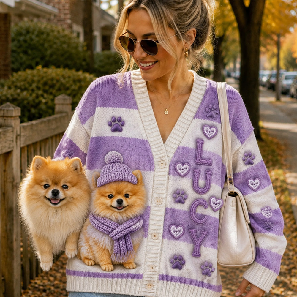 Love My Pets - Personalized Dog Cardigan Sweater