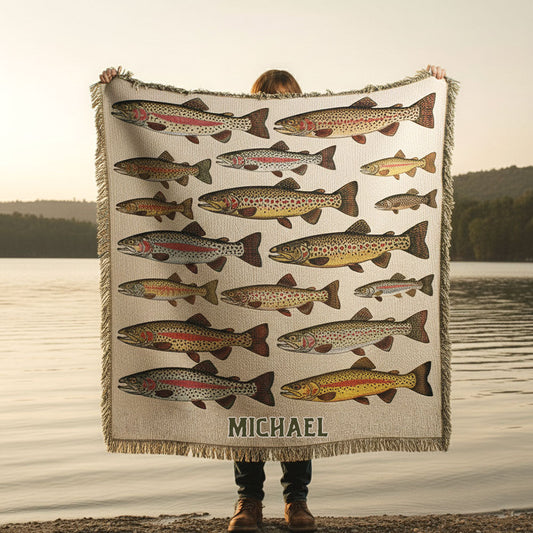 Couverture tissée personnalisée sur le thème de la pêche - Passionné de pêche