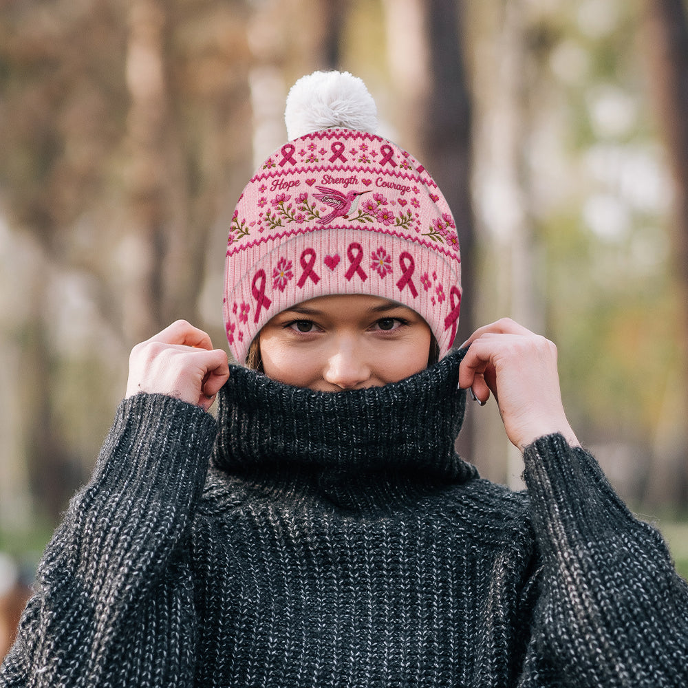 Breast Cancer Awareness - Personalized Breast Cancer Awareness Beanie Hat