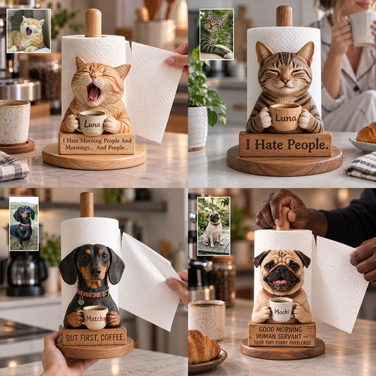 Bonjour - Support à essuie-tout personnalisé pour chien