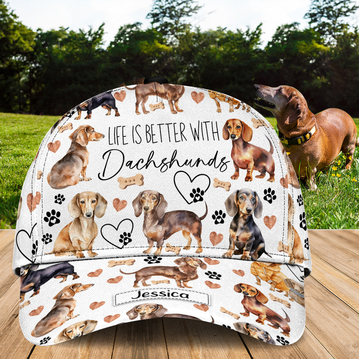 Das Leben ist besser mit Dackeln – personalisierte klassische Hundekappe