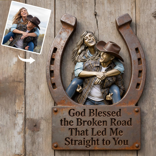 Cadeau pour couple style western - Plaque en métal personnalisée avec motif de cheval